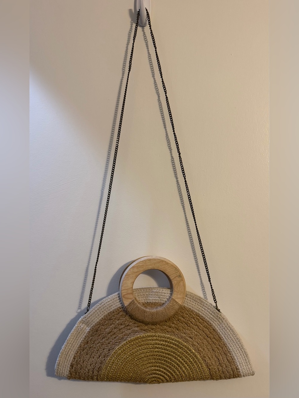 Antik Kraft Semi-Circle Straw Crossbody Bag in Natural, Tan, Yellow - Picture 2 of 5
